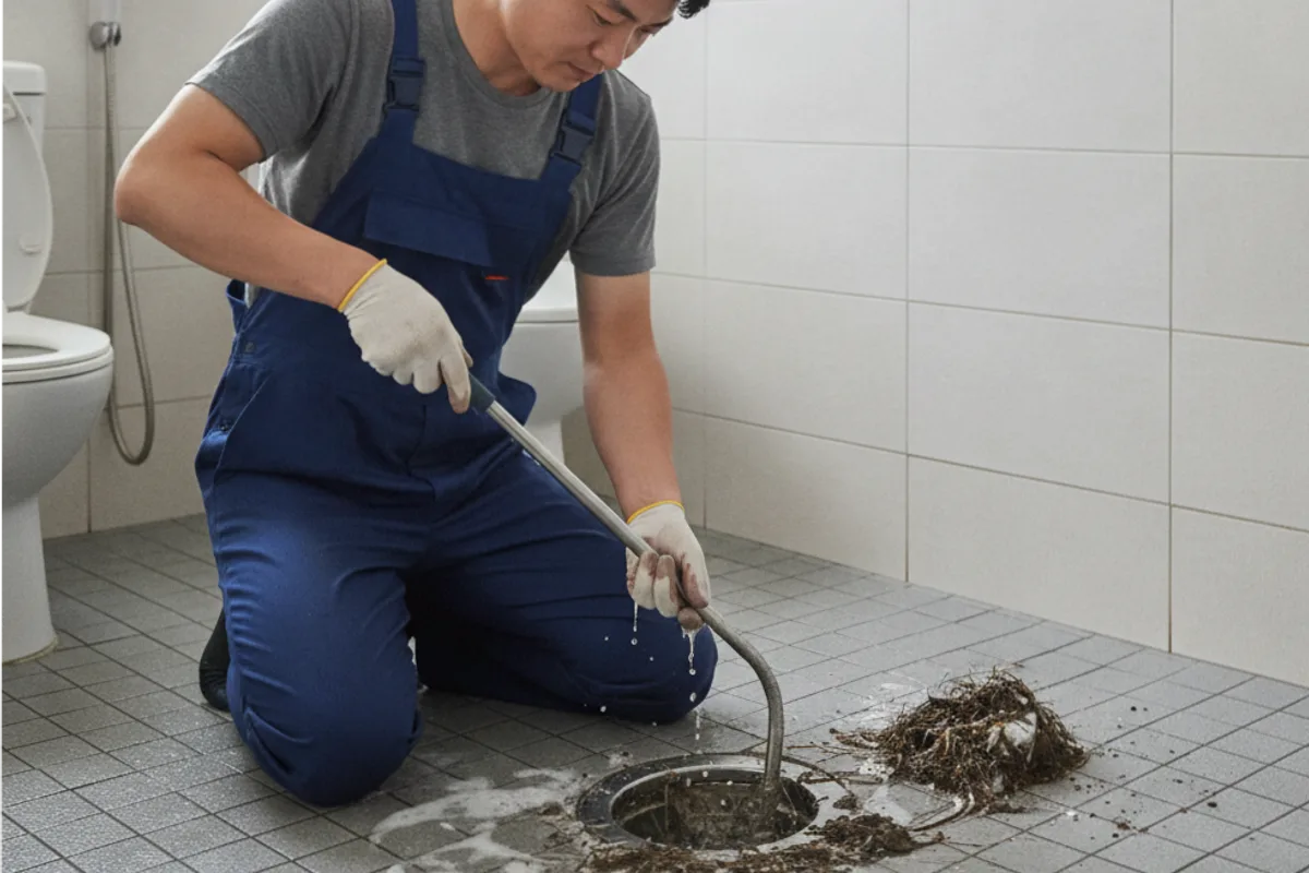완주군 배수구막힘 배수구야간 작업 완료 후 정상 배수 확인 (완주배수구뚫는법)