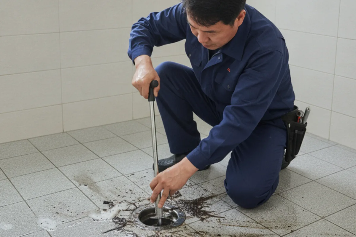 익산시 모현동 배수구막힘 배수구냄새 작업 완료 후 정상 배수 확인 (여름철)