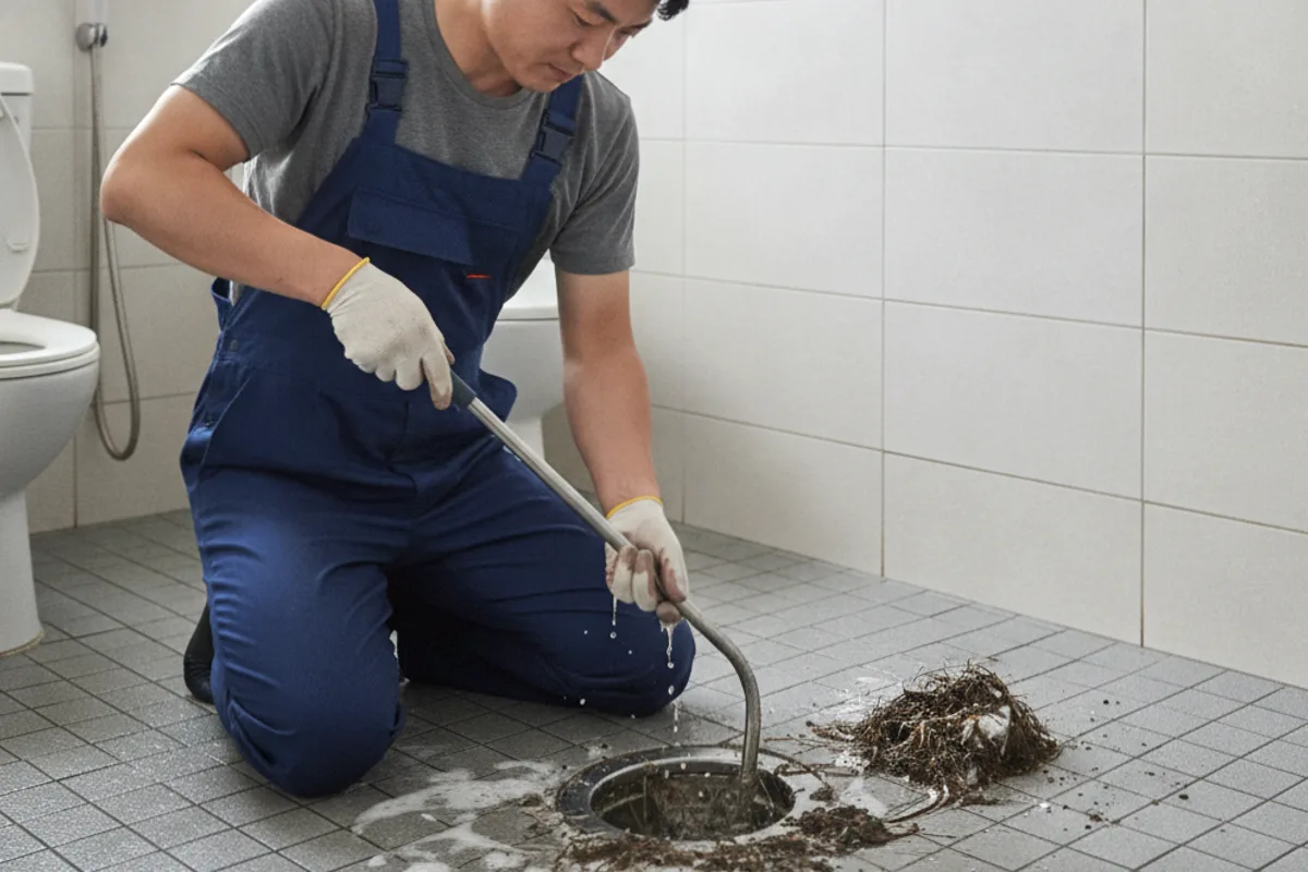 전주시 산정동 배수구막힘 작업 완료 후 정상 배수 확인 (3번째)