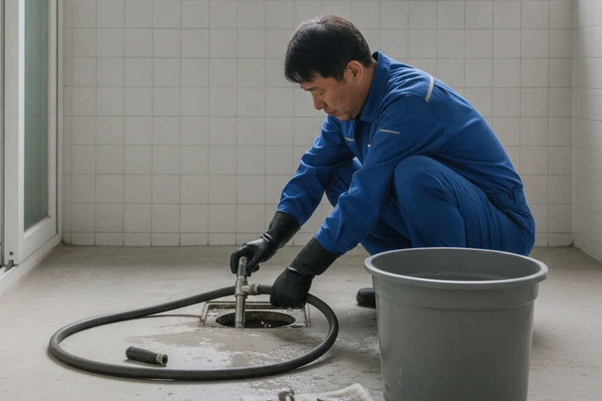 부안군 하수구막힘 작업 완료 후 정상 배수 확인 (부안)