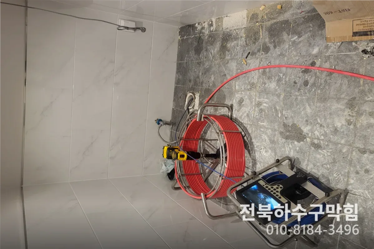 익산시 인화동 하수구막힘 작업 완료 후 정상 배수 확인 (인화동하수구물안빠짐)