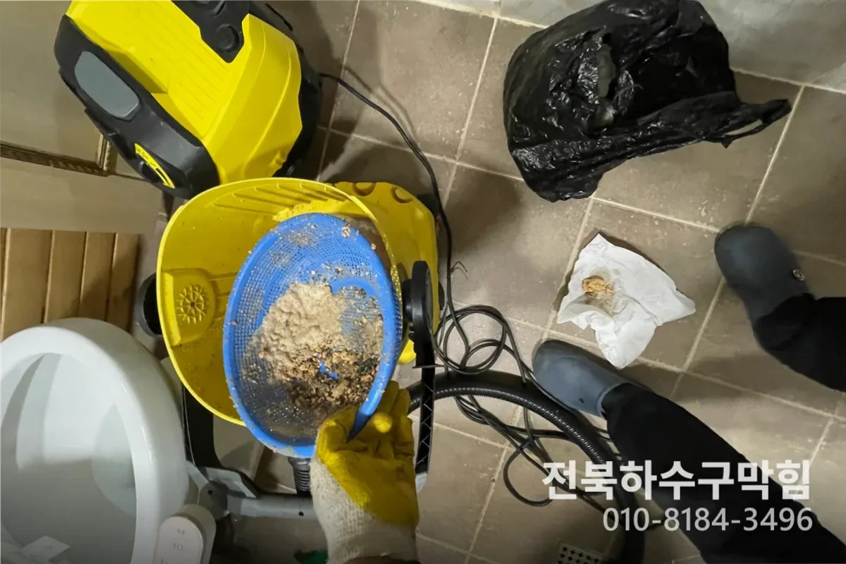 전주시 서신동 하수구막힘 작업 완료 후 정상 배수 확인 (서신동하수구뚫기가격)