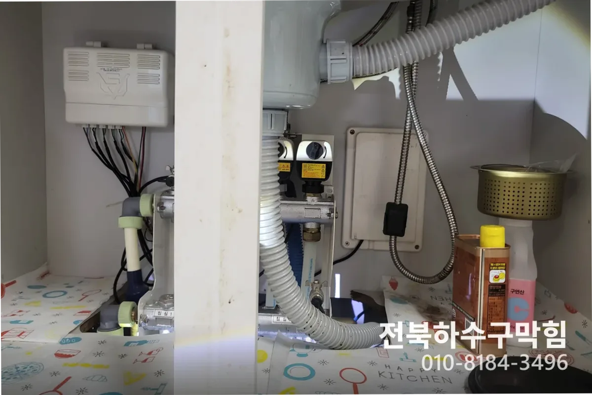 전주시 효자동 하수구막힘 작업 완료 후 정상 배수 확인 (아파트)