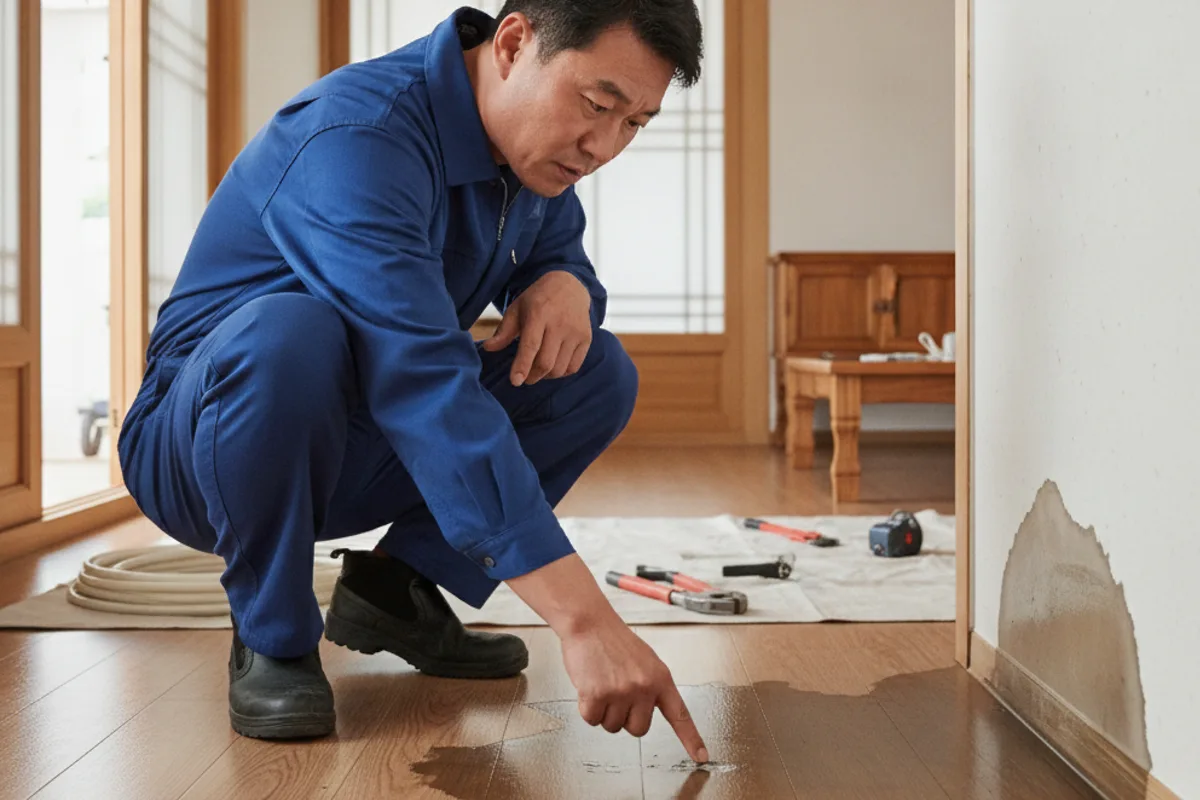 전주시 삼천동 누수탐지 야간누수수리 작업 완료 후 정상 배수 확인 (삼천동누수탐지)