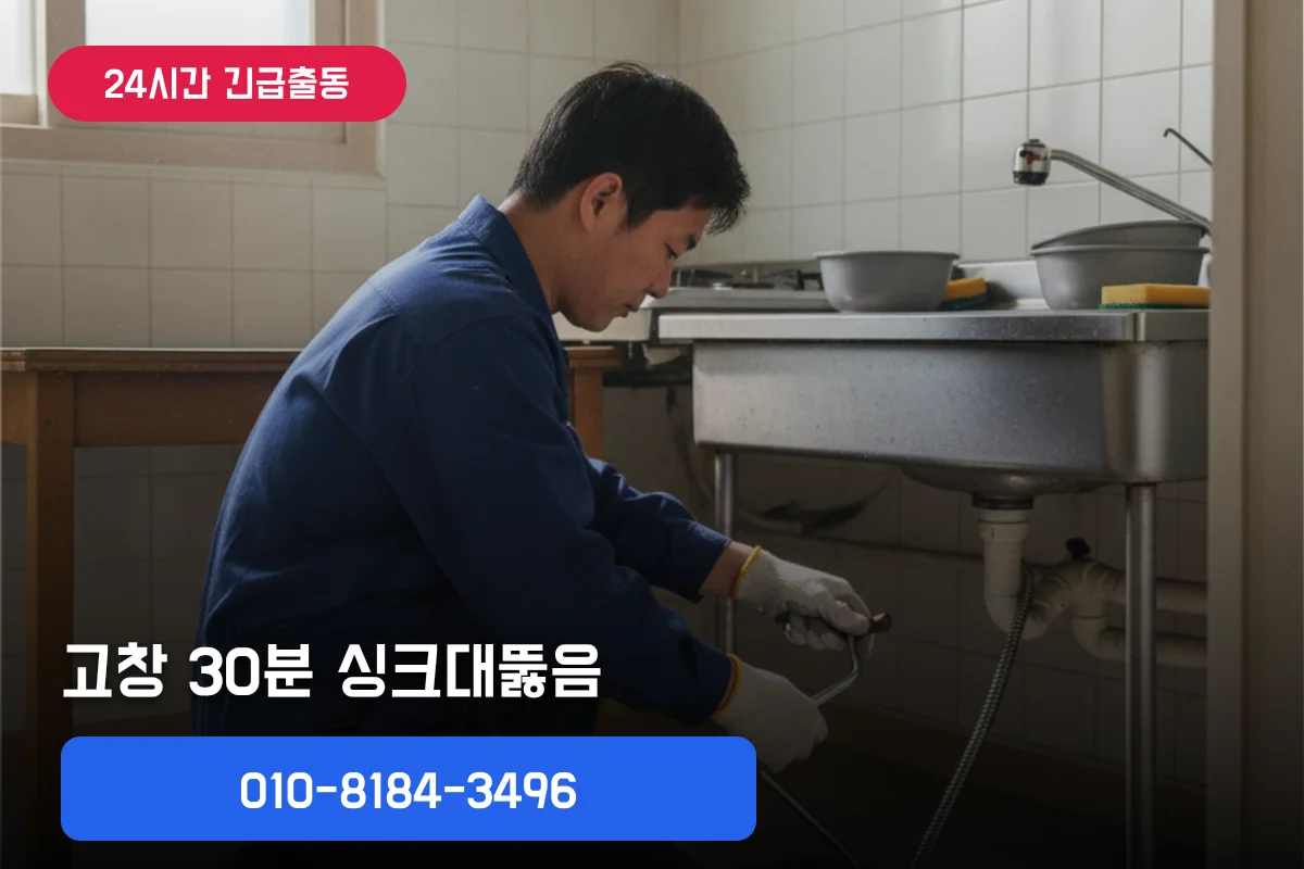 고창 카페 싱크대막힘 원인부터 30분 처리 안내