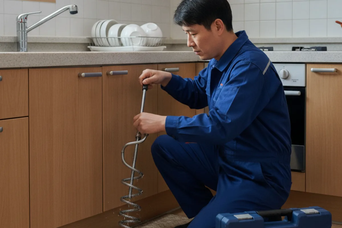 고창군 싱크대막힘 싱크대뚫음 전문 장비 투입 작업 중 (30분)