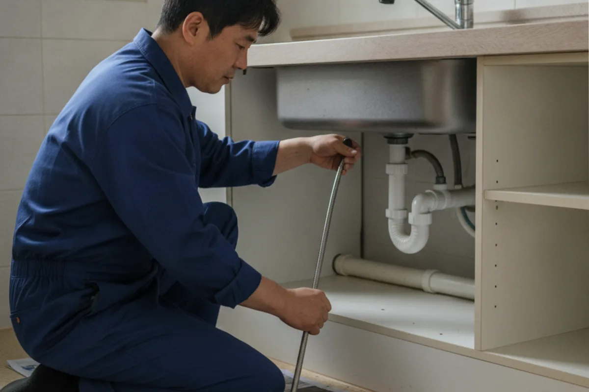 순창군 싱크대막힘 싱크대뚫는곳 작업 전 배관 상태 진단 (물안빠짐)