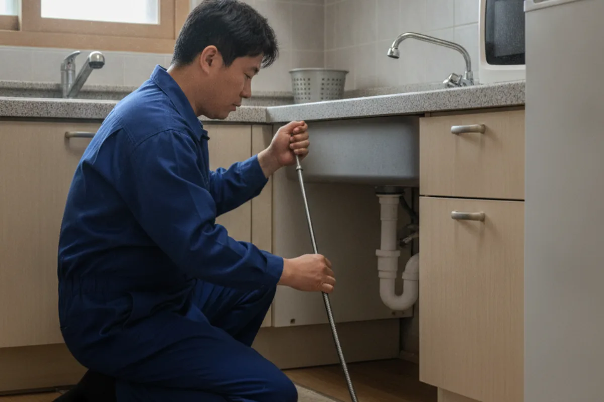 익산시 신동 싱크대막힘 싱크대저렴한곳 작업 완료 후 정상 배수 확인 (15년)