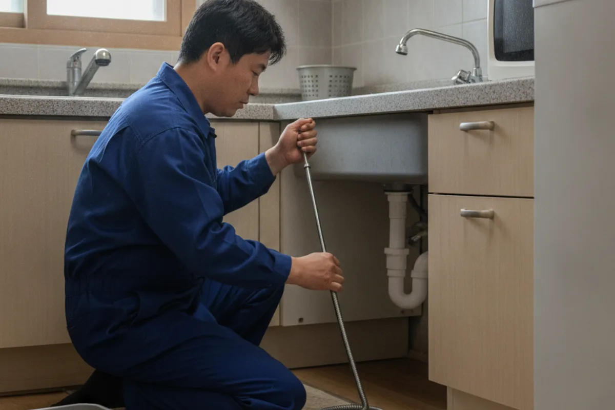 익산시 팔봉동 싱크대막힘 싱크대잘하는곳 작업 전 배관 상태 진단 (싱크대긴급)