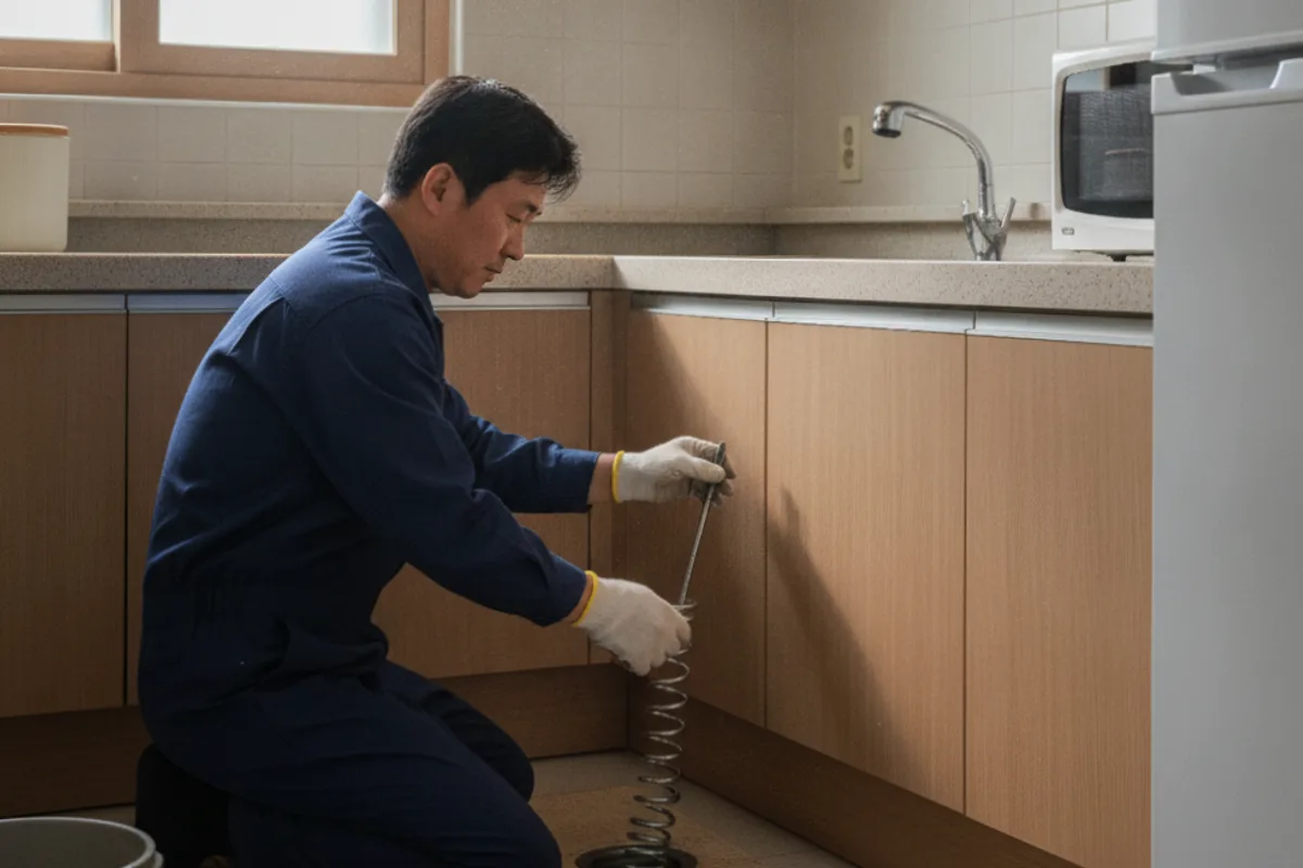 익산시 팔봉동 싱크대막힘 싱크대뚫는곳 전문 장비 투입 작업 중 (씽크대청소)