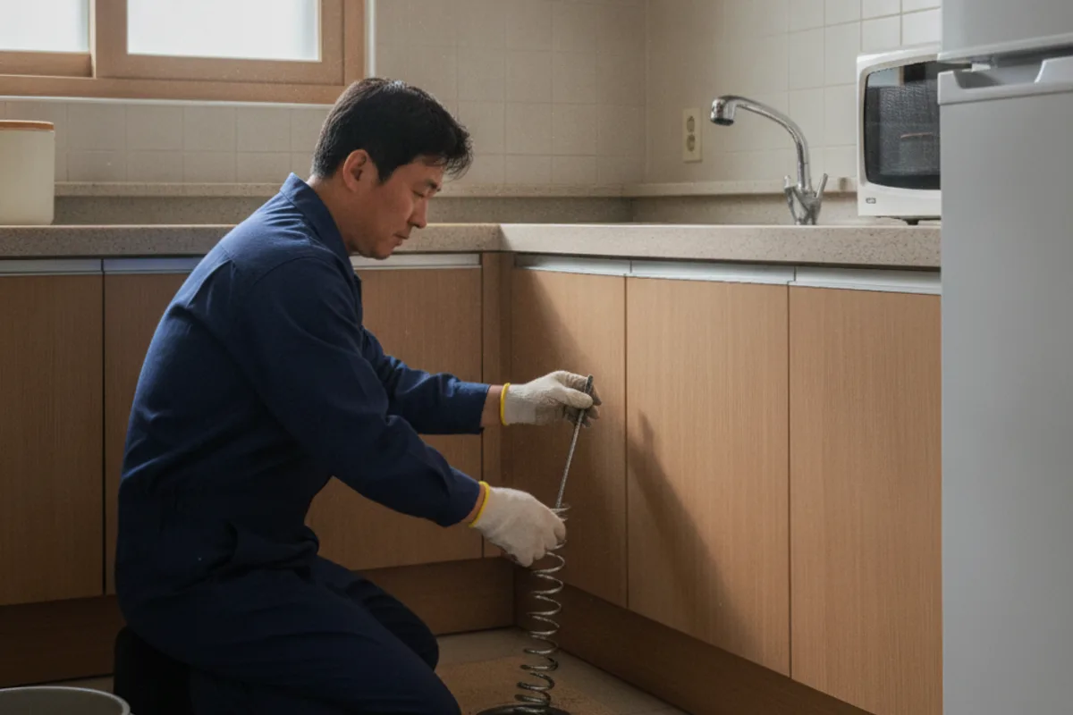 장수군 싱크대막힘 씽크대하부장냄새 전문 장비 투입 작업 중 (30분)