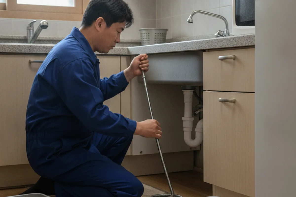 전주시 덕진동 싱크대막힘 싱크대뚫는법 작업 완료 후 정상 배수 확인 (예방법)