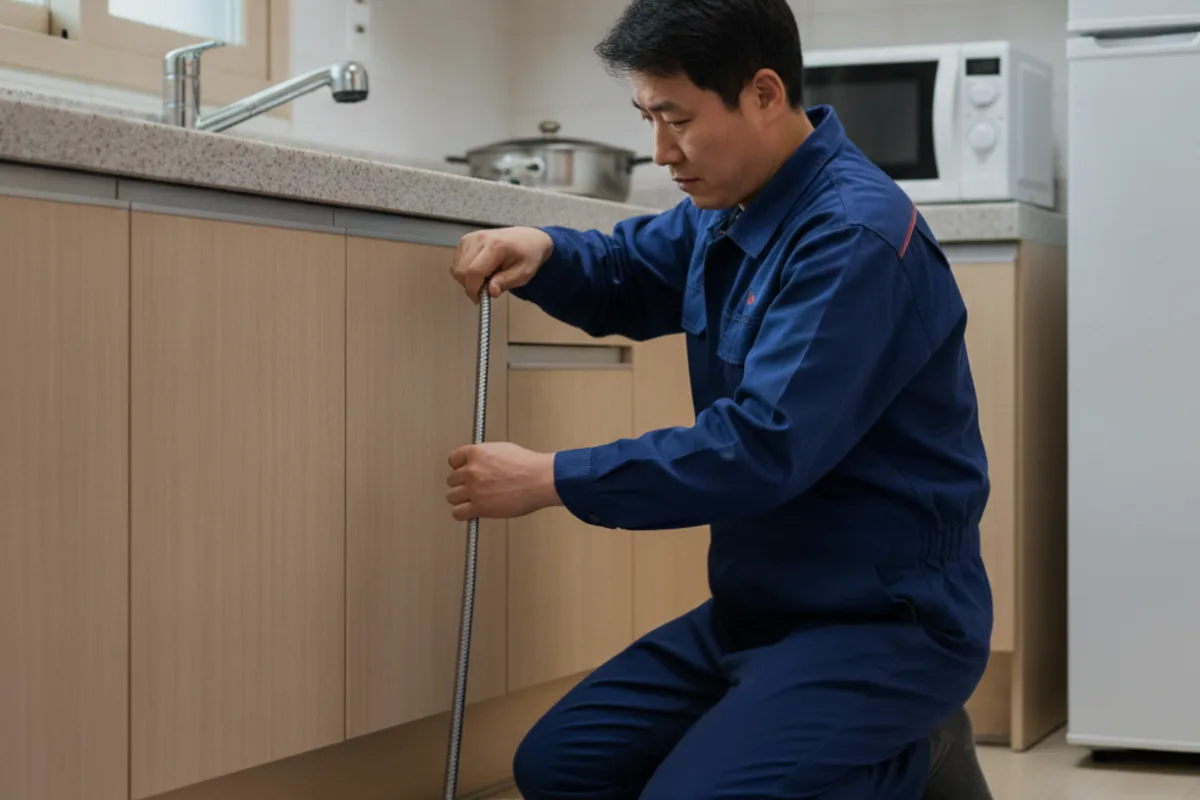 전주시 서신동 싱크대막힘 싱크대수리 작업 전 배관 상태 진단 (15년)