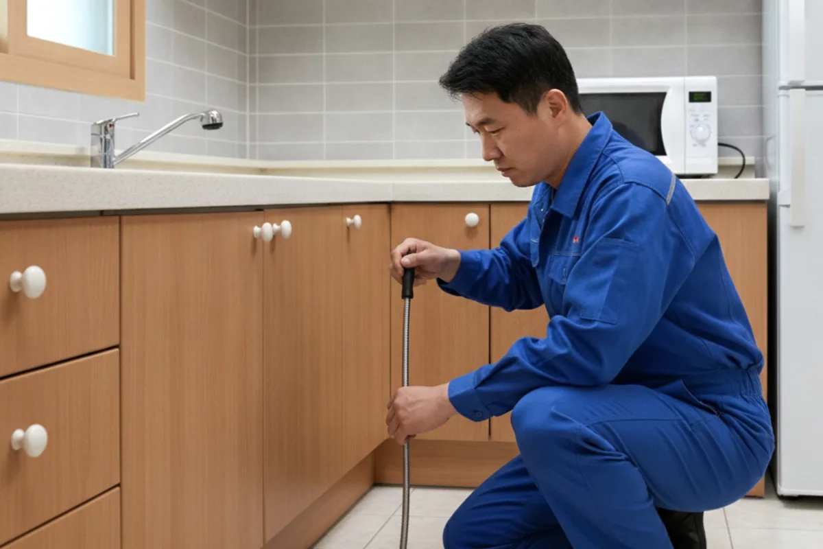 전주시 송천동 싱크대막힘 싱크대뚫는데얼마 작업 전 배관 상태 진단 (송천동싱크대냄새)