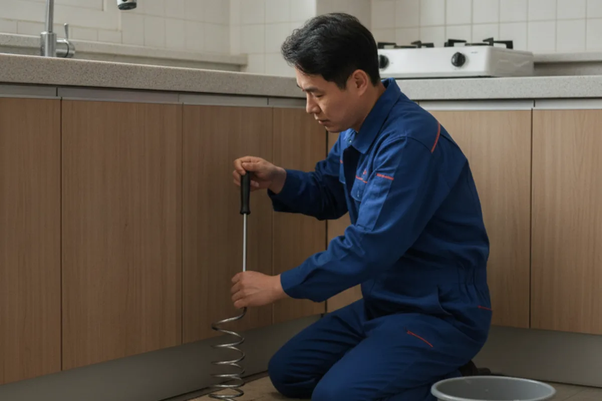 전주시 송천동 싱크대막힘 싱크대뚫는데얼마 작업 완료 후 정상 배수 확인 (송천동싱크대냄새)