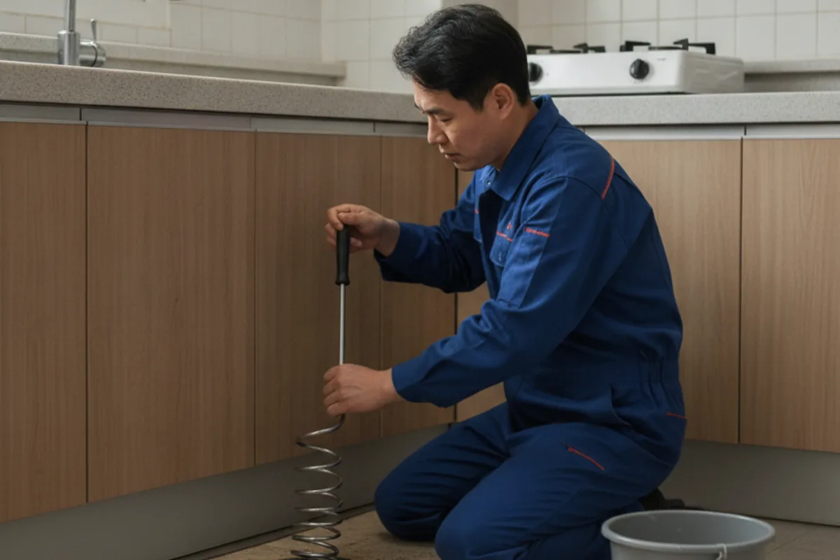 전주시 효자동 싱크대막힘 싱크대뚫는곳 작업 전 배관 상태 진단 (효자동싱크대막힘업체)