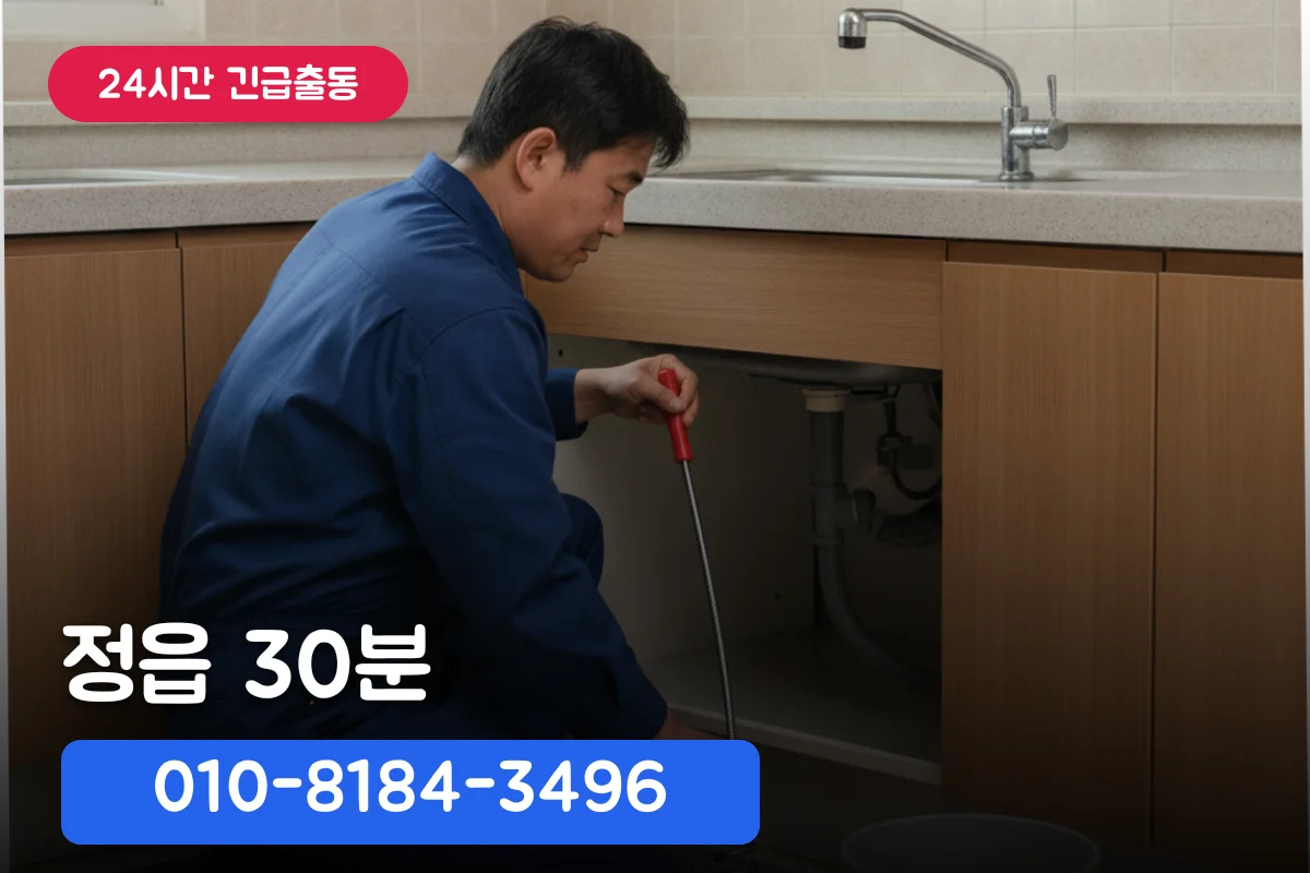 역류 발생 즉시, 정읍씽크대냄새 30분 출동